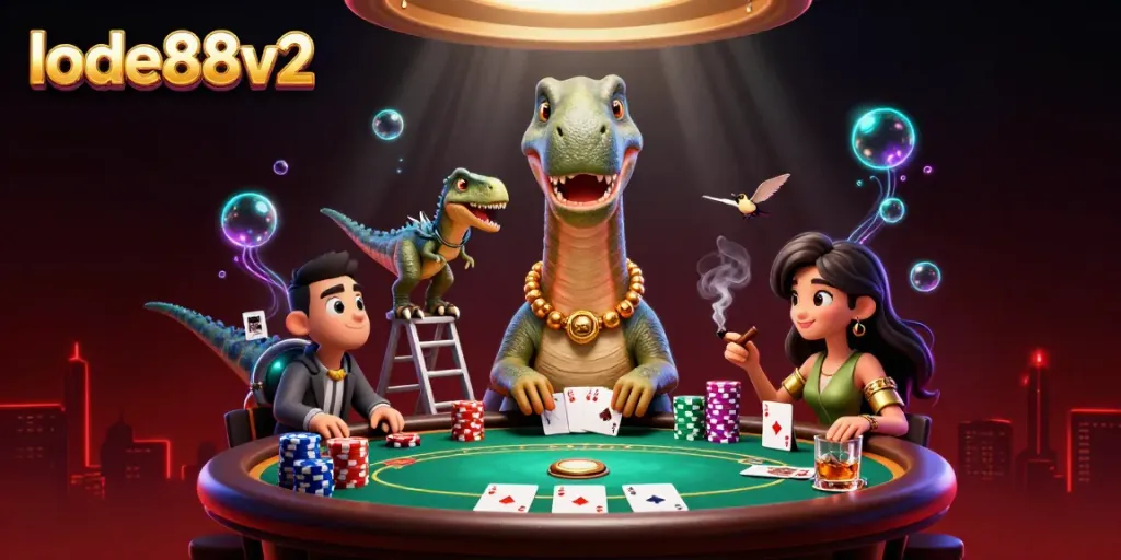 Experience thrilling gameplay at lode88v2 with a vibrant poker scene featuring stunning 3D cartoon characters.