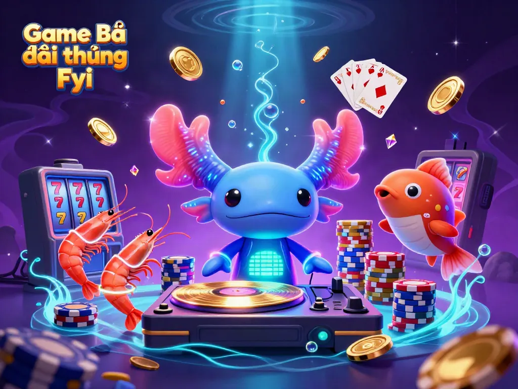 Experience the excitement of Game Bài Đổi Thưởng Fyi with vibrant 3D characters and dazzling casino elements.