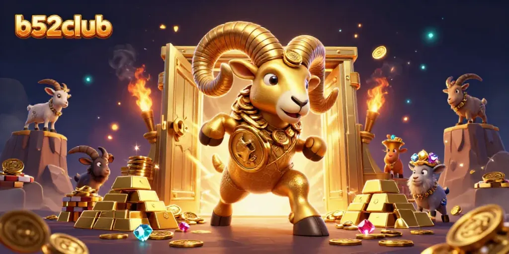 Experience thrilling gameplay at b52club with a dynamic scene of golden rewards and exciting casino elements.
