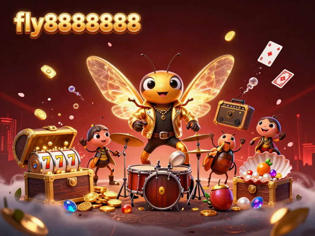 Experience the thrill of fly88888888 with vibrant characters and casino elements in a dynamic 3D scene.
