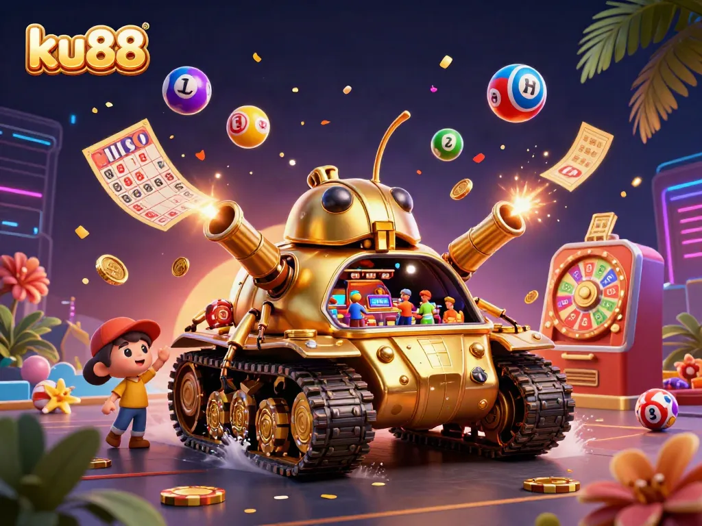 Bet on ku88 with dynamic scenes featuring live casino action inside a golden beetle tank.