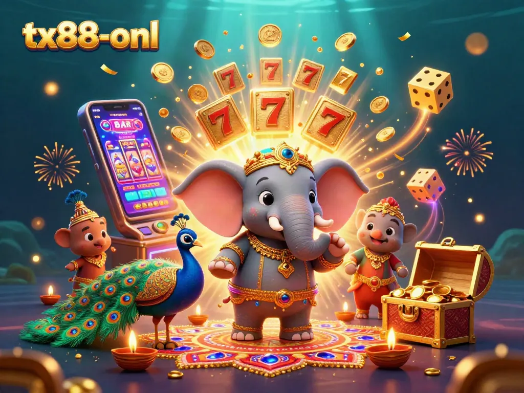 Engage with tx88-onl's vibrant 3D casino scene featuring jackpot excitement and dynamic gaming elements.