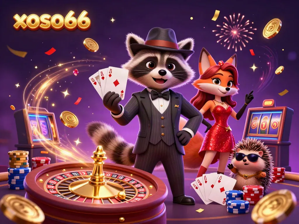 Join the excitement with xoso66 featuring a royal flush in a dynamic casino scene.