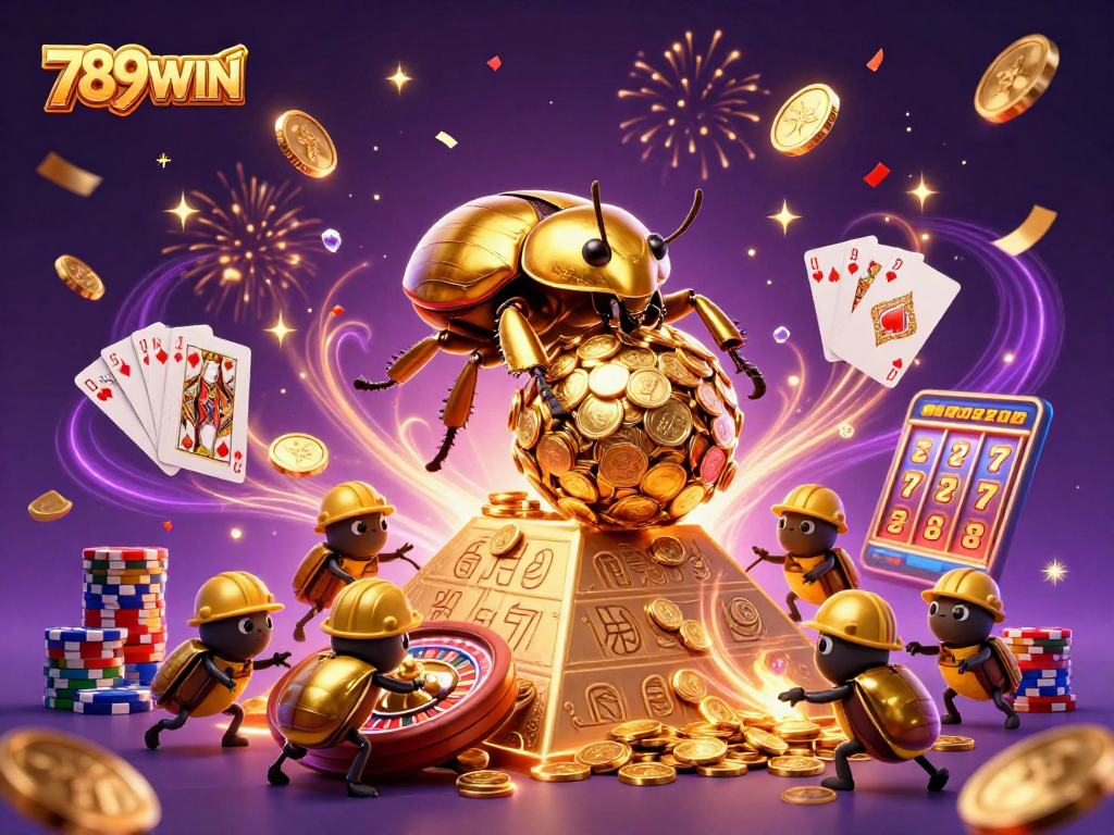 Experience winning thrills with 789WIN in this vibrant 3D illustration of casino magic.