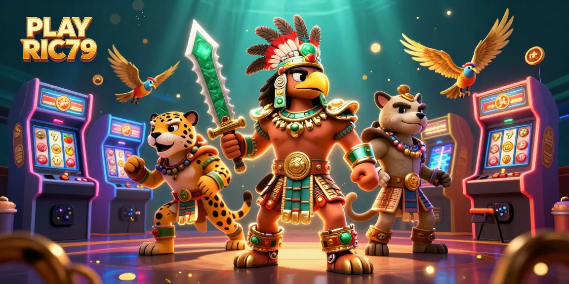 Engage in exciting gameplay at PLAY RIC79 with Aztec warriors and vibrant casino elements.