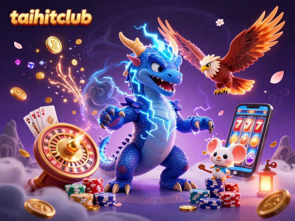 Experience thrilling gameplay at taihitclub with dynamic characters and casino elements in a vibrant scene.