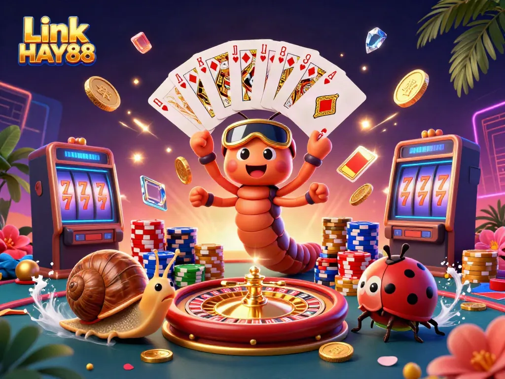 Experience excitement with Link HAY88 as characters engage in thrilling casino action.