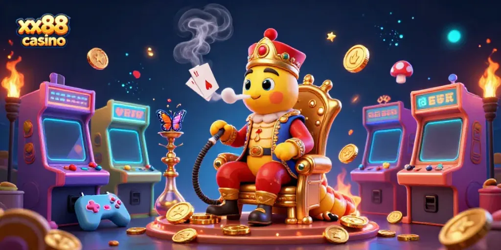 Experience the excitement of xx88 casino with colorful arcade and game elements in an enchanting 3D scene.