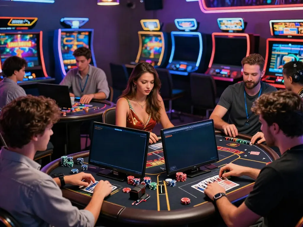 Players enjoying thrilling experiences at vin88 nhà cái online casino, showcasing excitement and engagement in a modern gaming atmosphere.