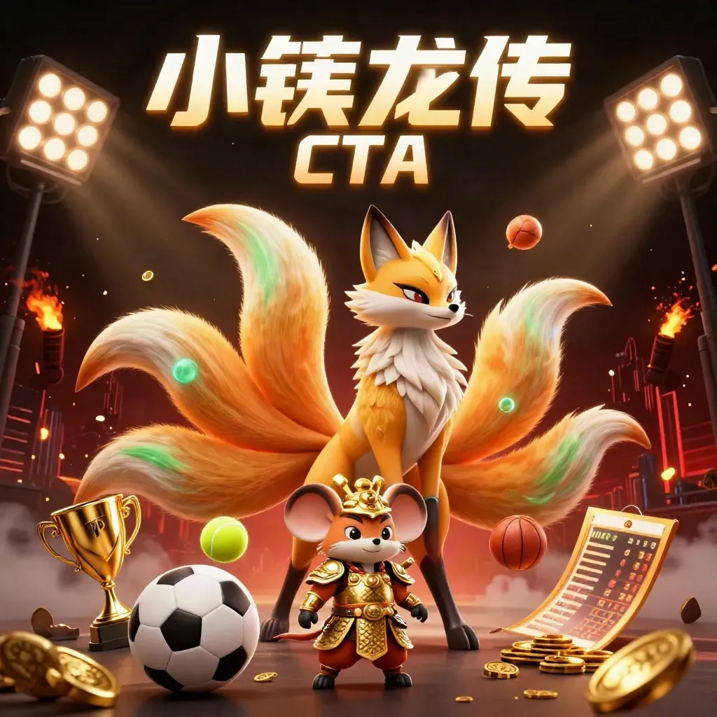 Nine-tailed fox spirit and samurai mouse amid casino-sport treasures, gold light, and stormy skyline.