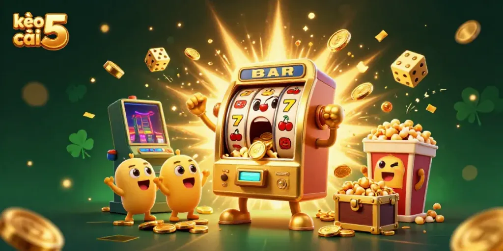 Experience thrilling gameplay with kèo nhà cái 5 in a vibrant 3D casino scene filled with excitement and winning.