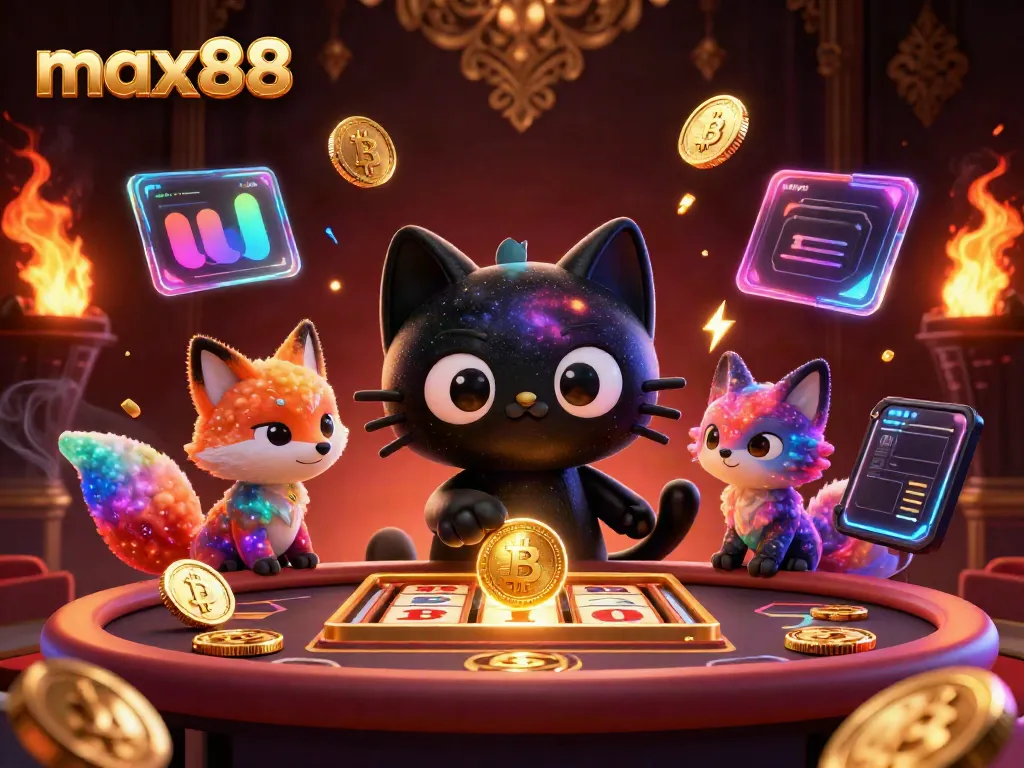 Experience the excitement of max88 at a cosmic casino with a charming black hole cat captivating golden slot reels.