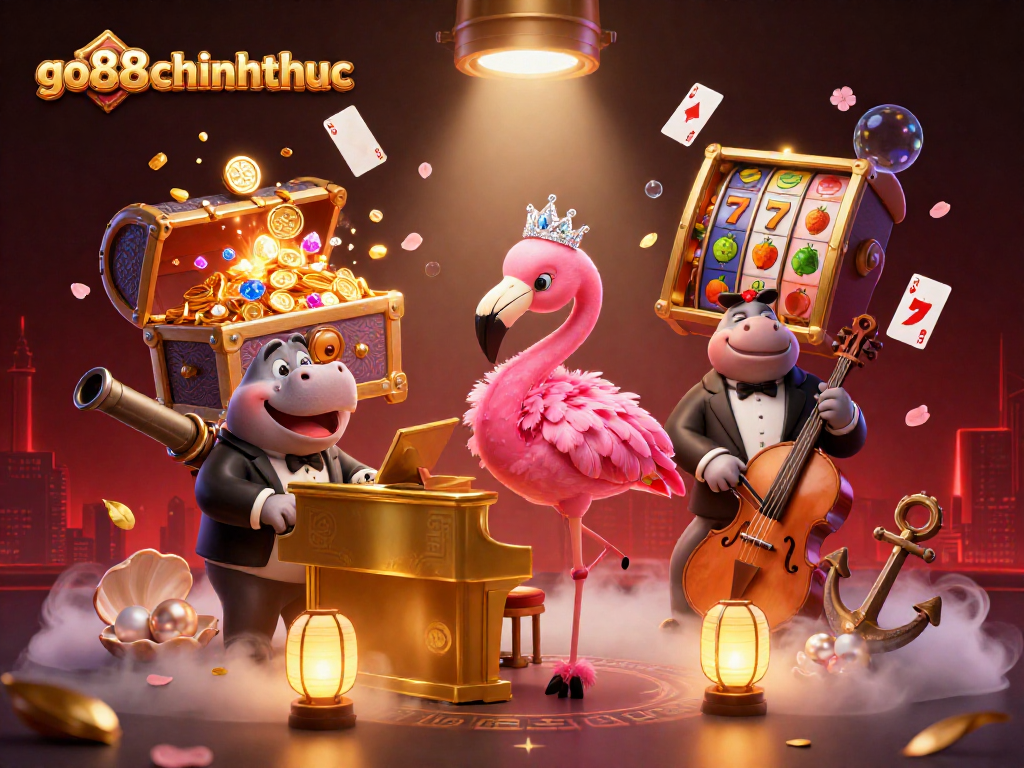 Engage with the vibrant world of go88chinhthuc through this animated casino scene highlighting luck and winnings.