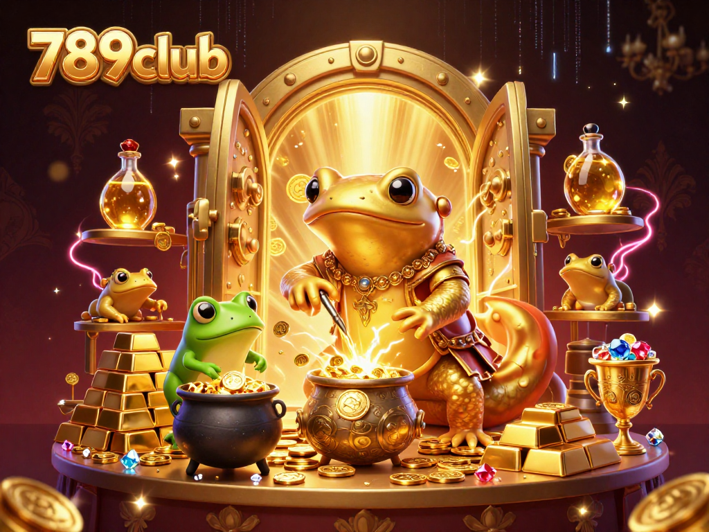 Play games like 789club in a vibrant casino scene full of treasures and magical elements.
