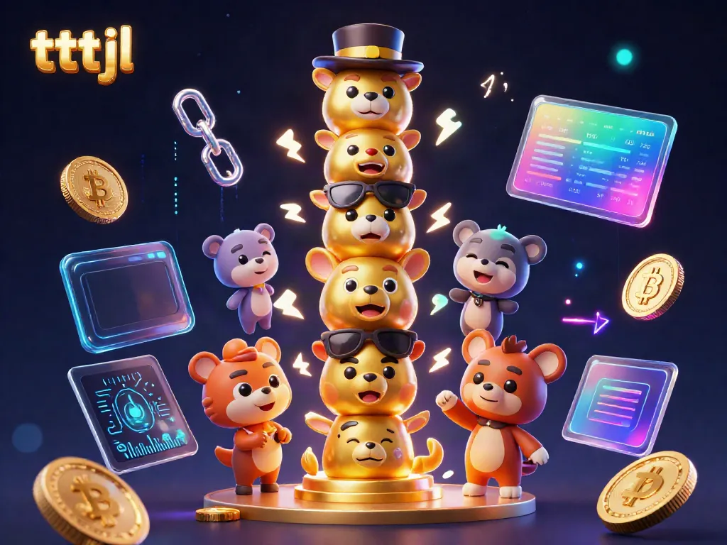 Engage with tttjl's vibrant 3D casino scene featuring a golden totem and crypto elements.