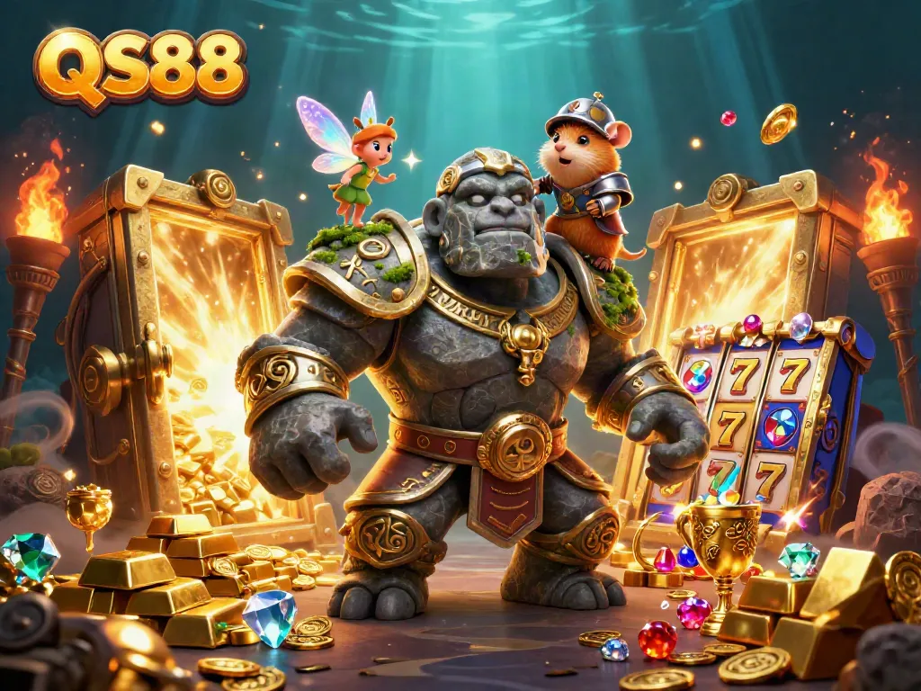 Experience winning gameplay at QS88 Casino with vibrant slot reels and magical characters.