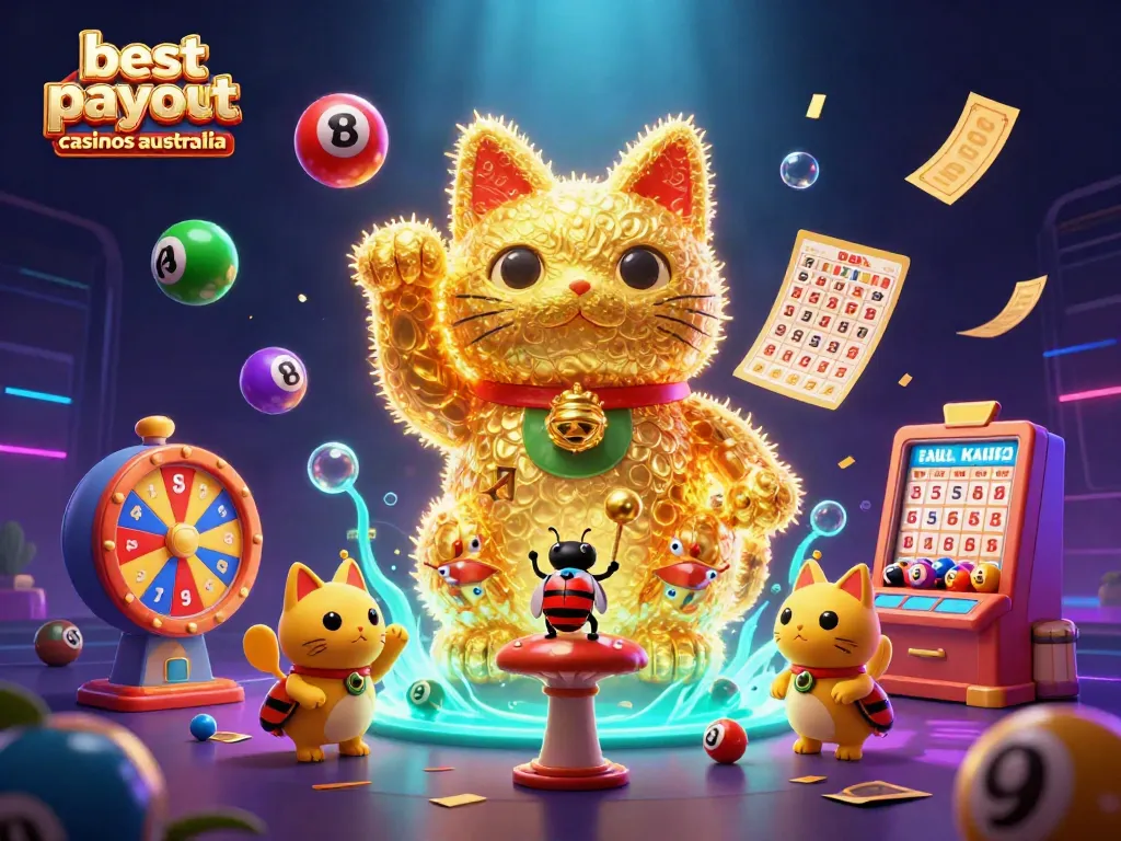 Experience the best payout casinos Australia with vivid details in a dynamic gaming scene of luck and winnings.