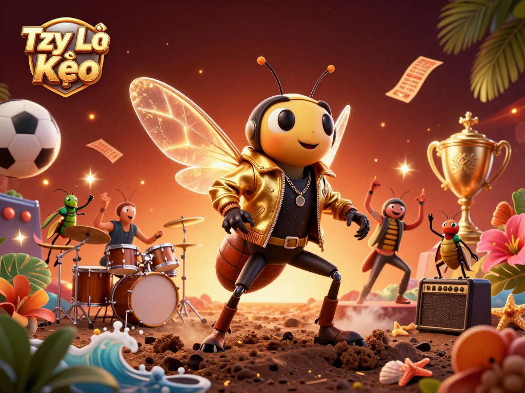 Experience Tỷ Lệ Kèo as a vibrant cartoon scene comes to life with rock stars and sports betting excitement.
